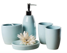 Charger l'image dans la galerie, Coffret de 5 pièces en céramique bleu