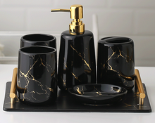 Charger l'image dans la galerie, Coffret de 5 pièces marbrés noirs et dorés