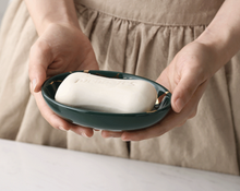 Charger l'image dans la galerie, Porte-savon marbré noir et doré