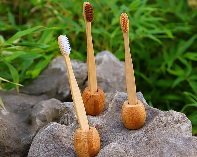 Porte brosse à dent en bois et bambou